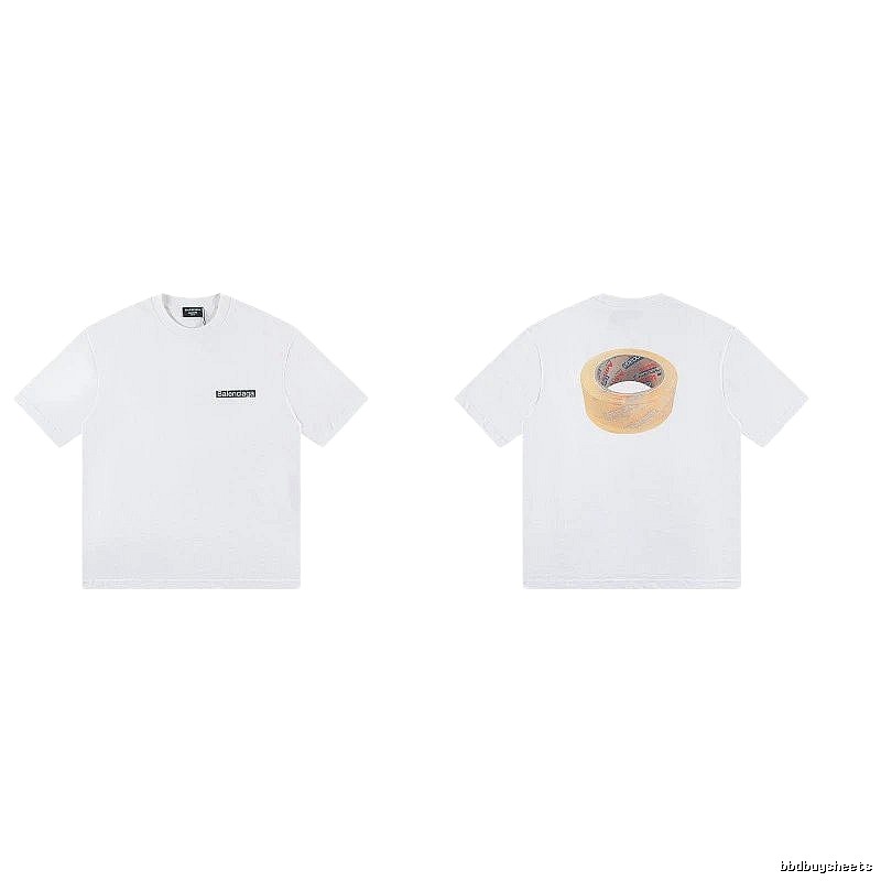 Balenciaga Tape Print Streetwear White T-Shirt