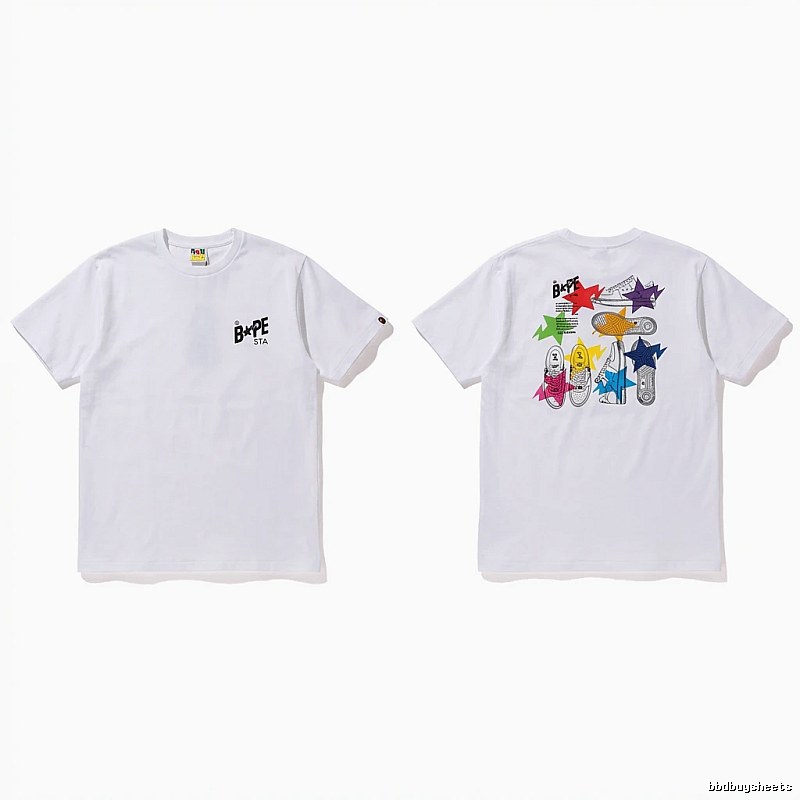 Bape Colorful Printed Style White T-shirt