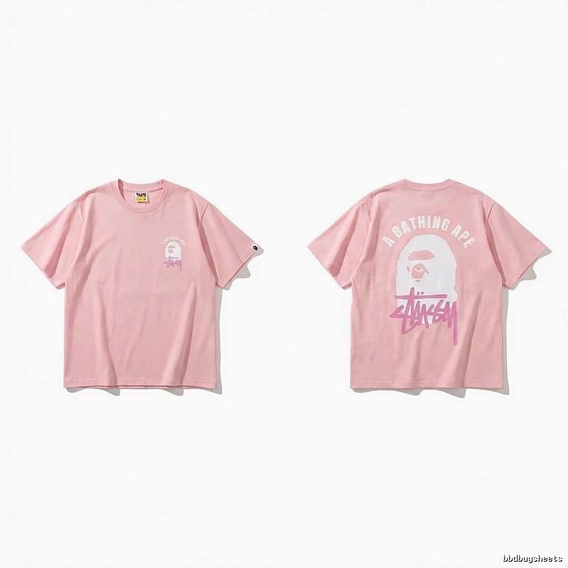 Bape trendy brand pink T-shirt