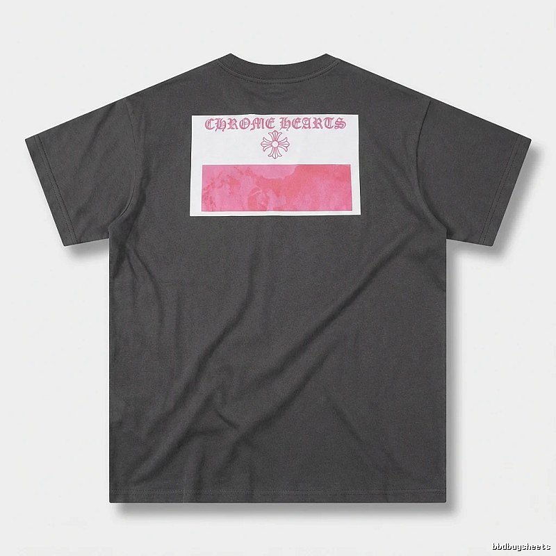 Black T-shirt with Chrome Hearts print style