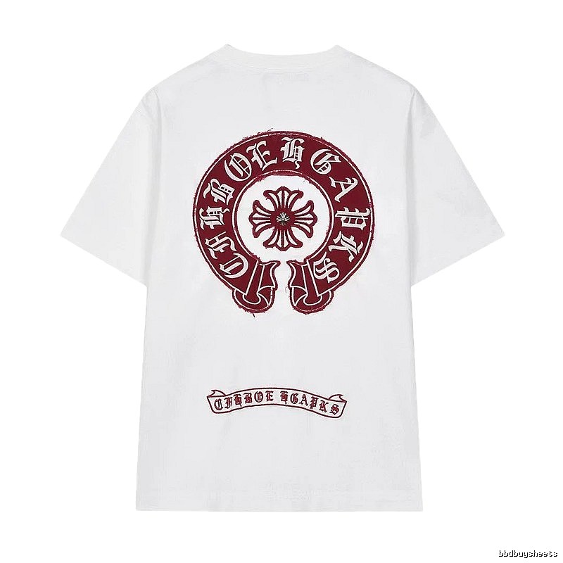 Chrome Hearts Vintage Style White T-shirt with Horseshoe Embroidery