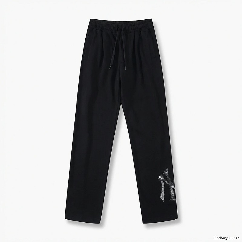 Classic trendy brand black trousers of MLB