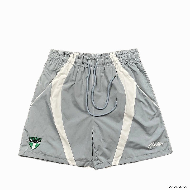 Corteiz Shield Logo Street Style Light Gray Athletic Shorts