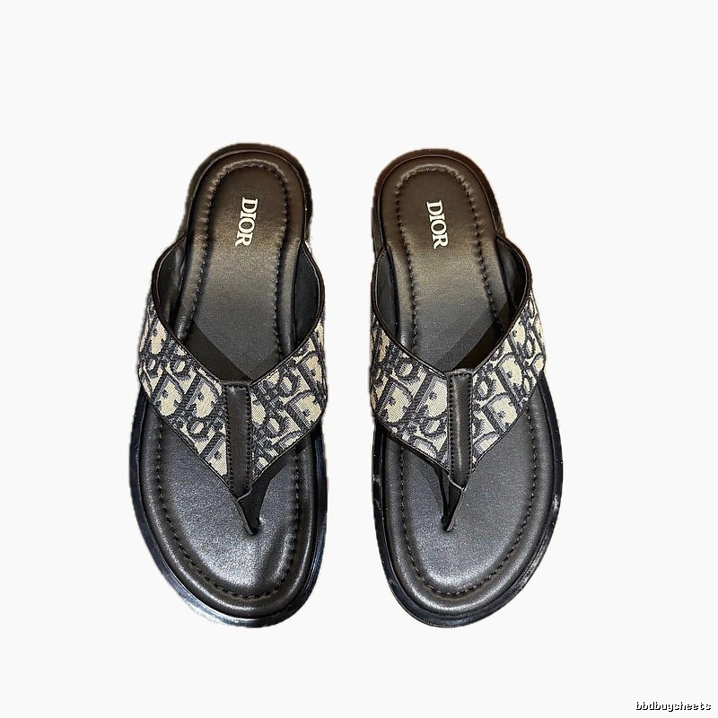 Dior Vintage Monogram Black and Grey Flip-Flops