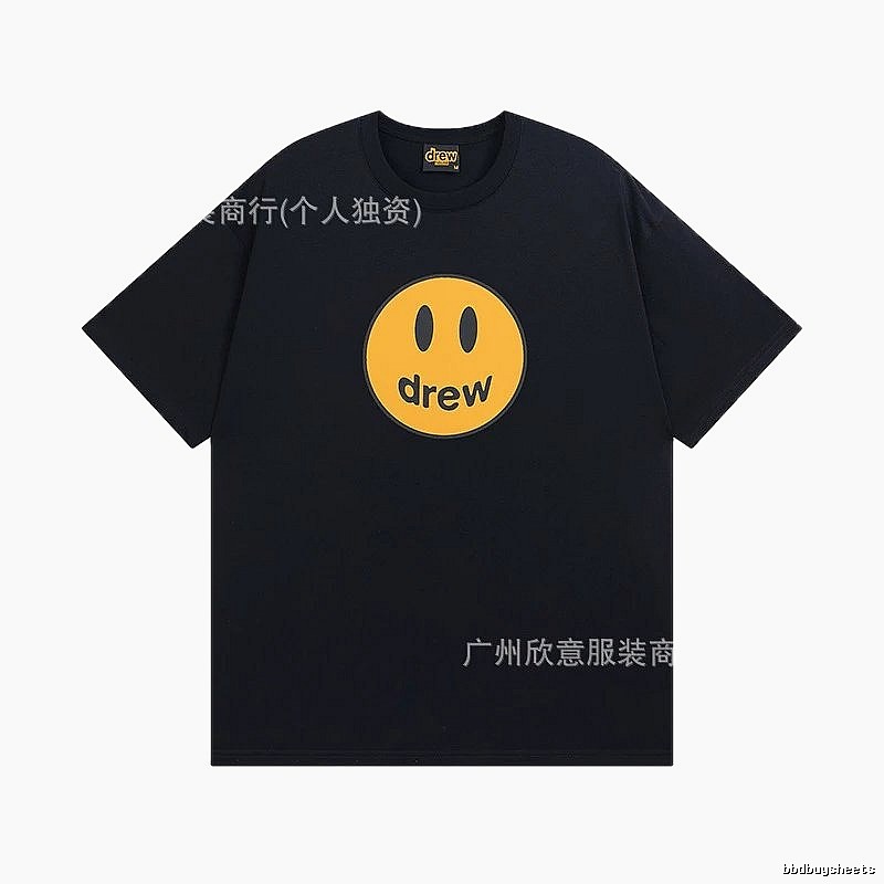 DREW Smiley Street Style Black Short-sleeve T-shirt