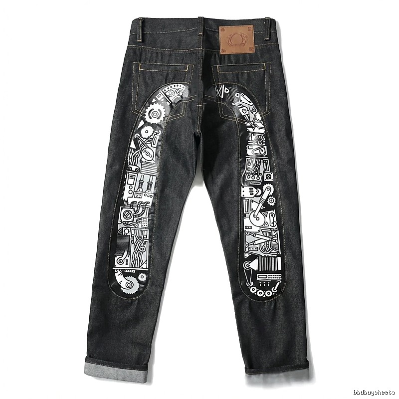 EVISU Mechanical Style Black Jeans