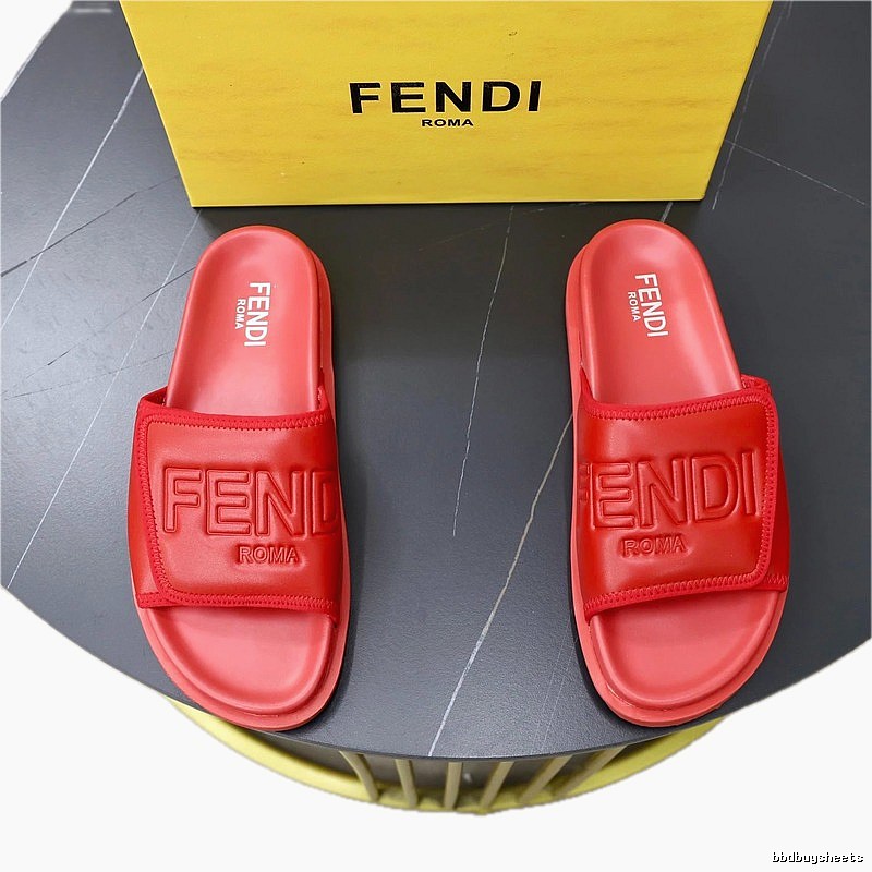 Fendi Roma Collection Minimalist Style Red Slide Sandals