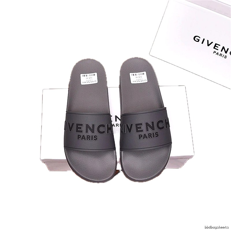 Givenchy Dark Grey Light Luxury Style Slide Sandals with Embossed Letters