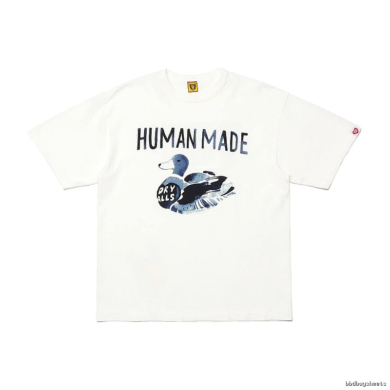 HUMAN MADE Duck Print Vintage Style Off-white Short Sleeve T-shirt