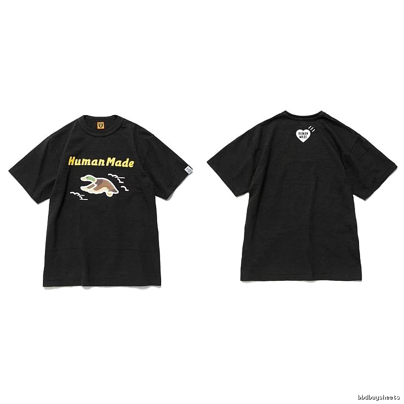 Human Made Gift Ready Heart logo T-shirt Black Green Human with Fresh Pattern