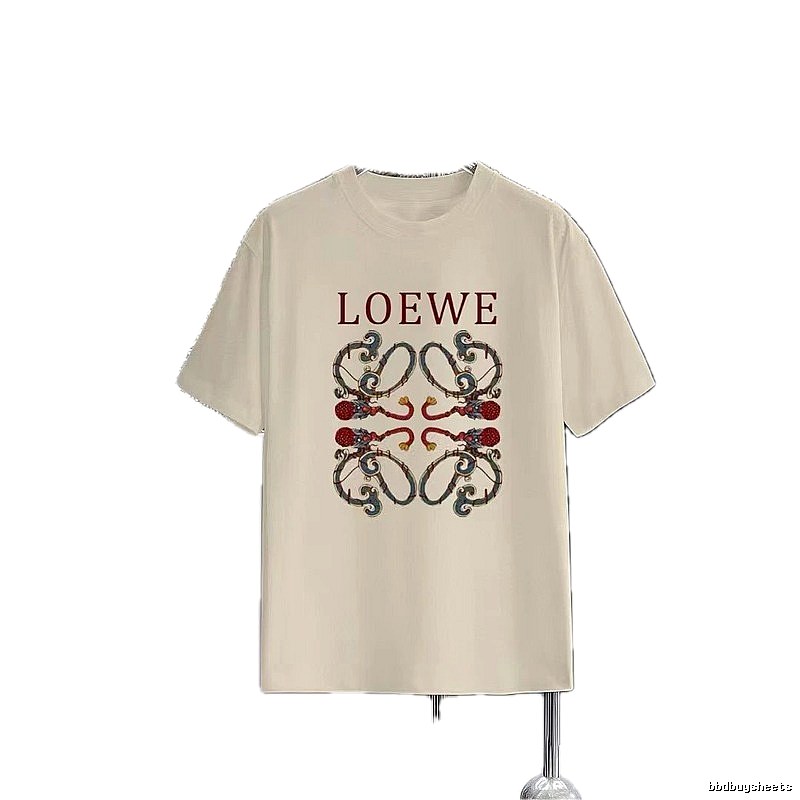 LOEWE Vintage Style Dragon Print Beige Short-sleeve T-shirt