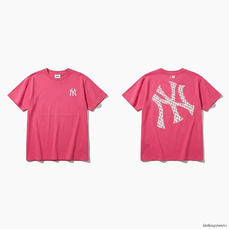 MLB Trendy Brand Print Style Rose Red T-shirt