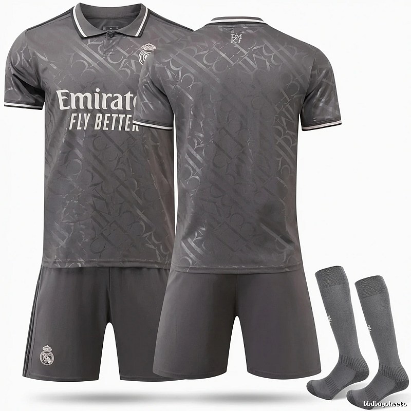 Real Madrid's dark pattern style gray jersey