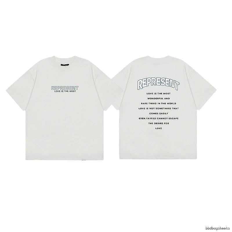 Represent Slogan Printed High Street Style Off-white T-shirt