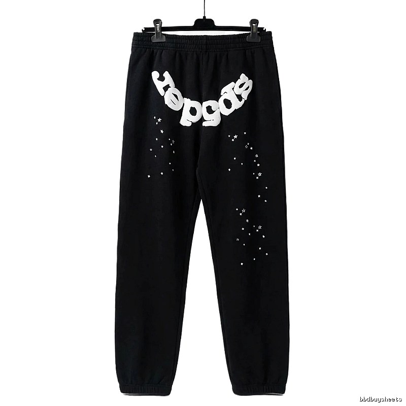 Sp5der Star Print Trendy and Cool Black Pants
