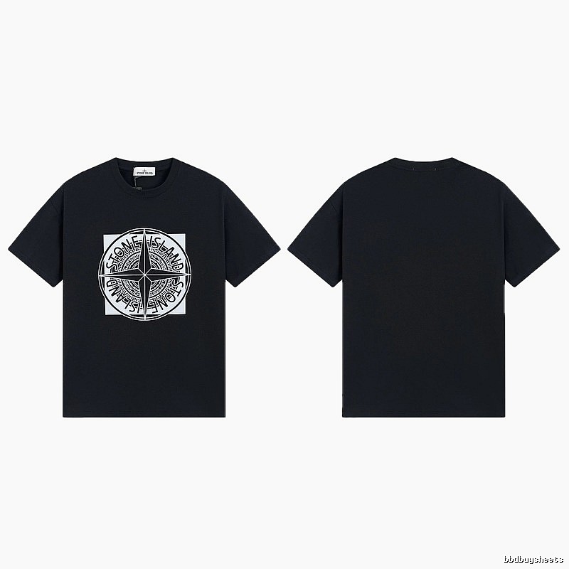 Stone Island Compass Print Street Style Black T-Shirt