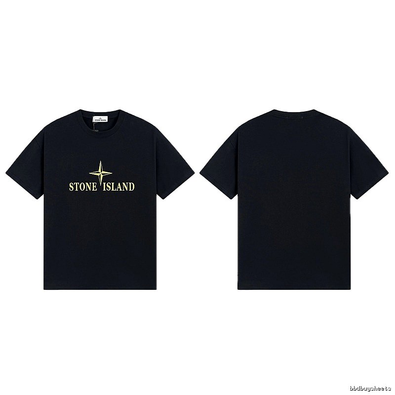 Stone Island Compass Print Street Style Black T-Shirt