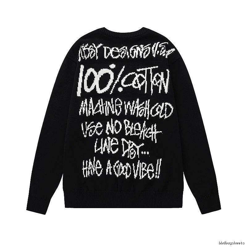 Stussy Black Swirl Graphic SweatShirt Relaxed Styling