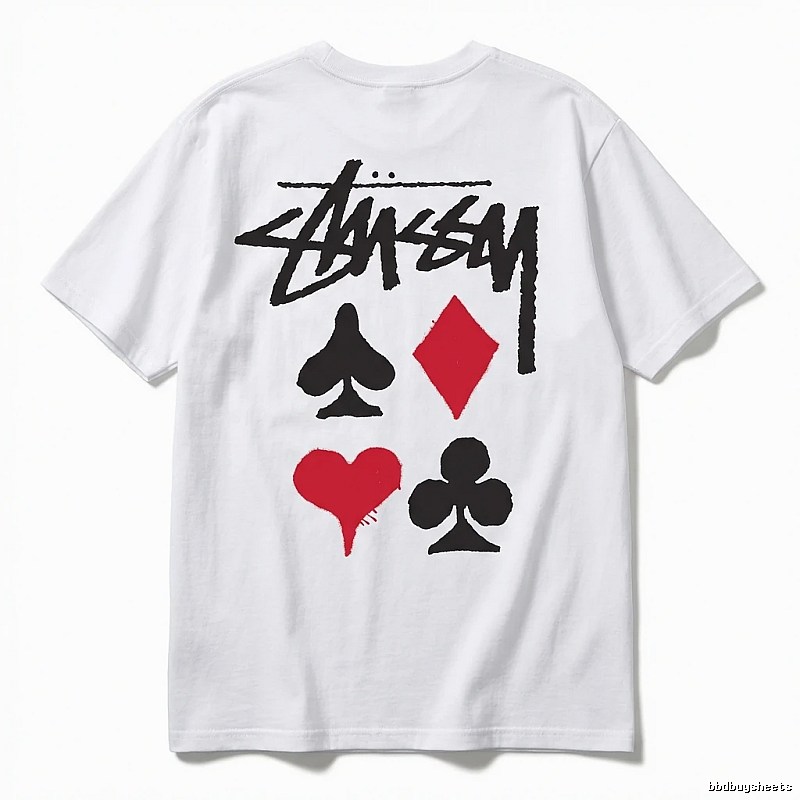 Stussy Poker Print Simple White T-shirt