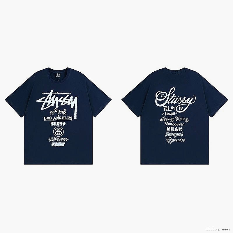 Stussy Simple Logo Finish Spider Graphic T-Shirt Minimal Look