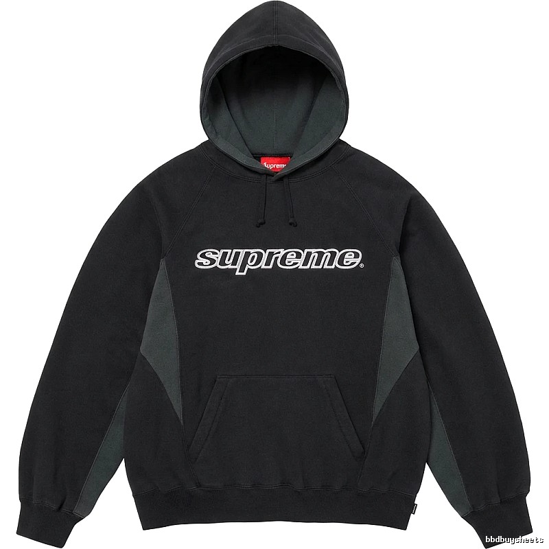 Supreme patchwork-style black hoodie