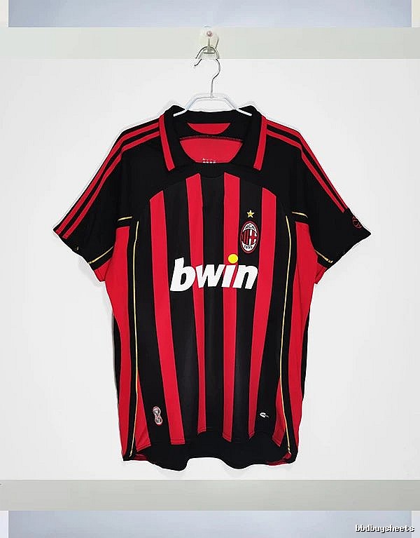 AC Milan Patterned Retro soccer jersey Red Black Striped with Polished Detail
