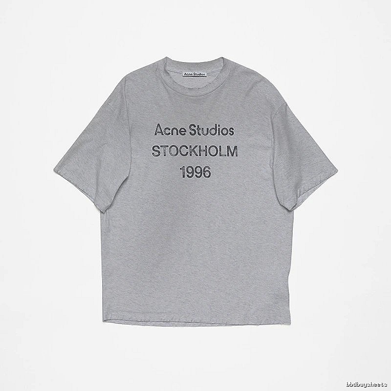 Acne Studios 2090-80 Gray Style Ac908026 Stockholm Logo T-Shirt Streetwear Look