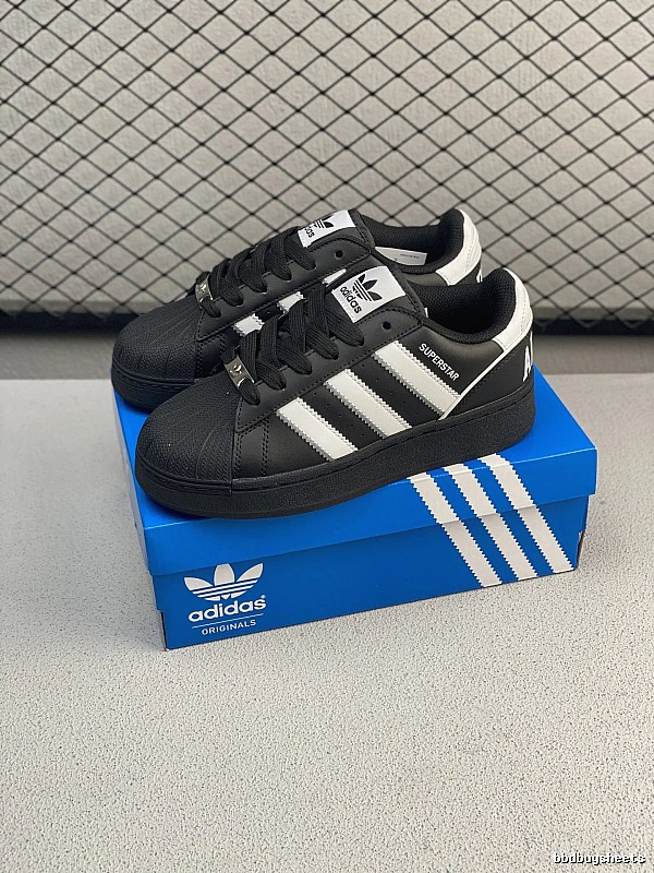 Adidas Shell-Toe Sneakers in Black and White, Finished with Retro Stripe Detail