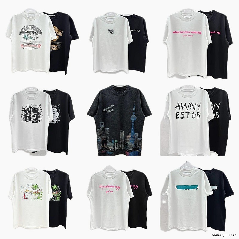 Alexander Wang Printed Street-style Black and White T-shirt