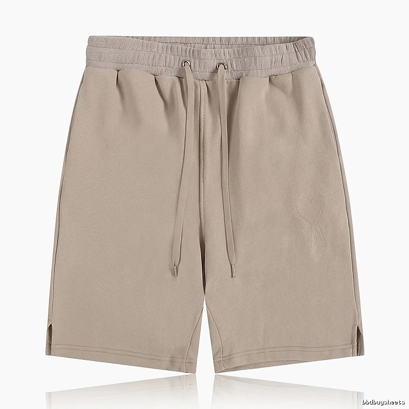 AMI Embroidered Trendy Brand Khaki Shorts