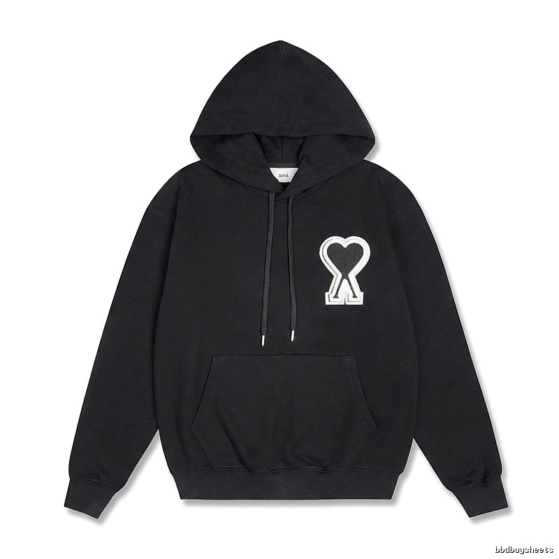 AMI Heart-shaped Pattern Black Hoodie