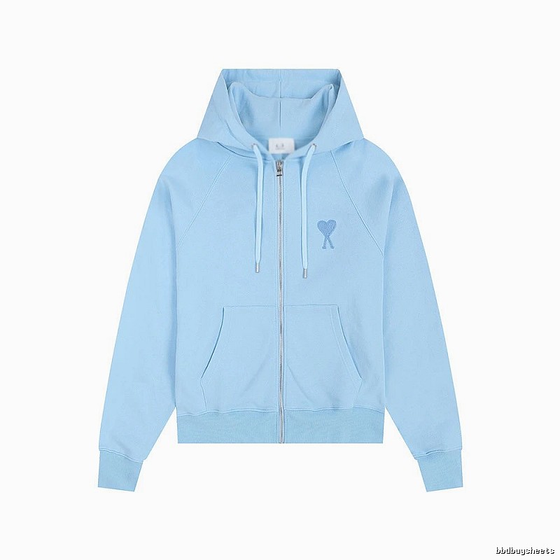 AMI Love Embroidery Light Blue Hoodie