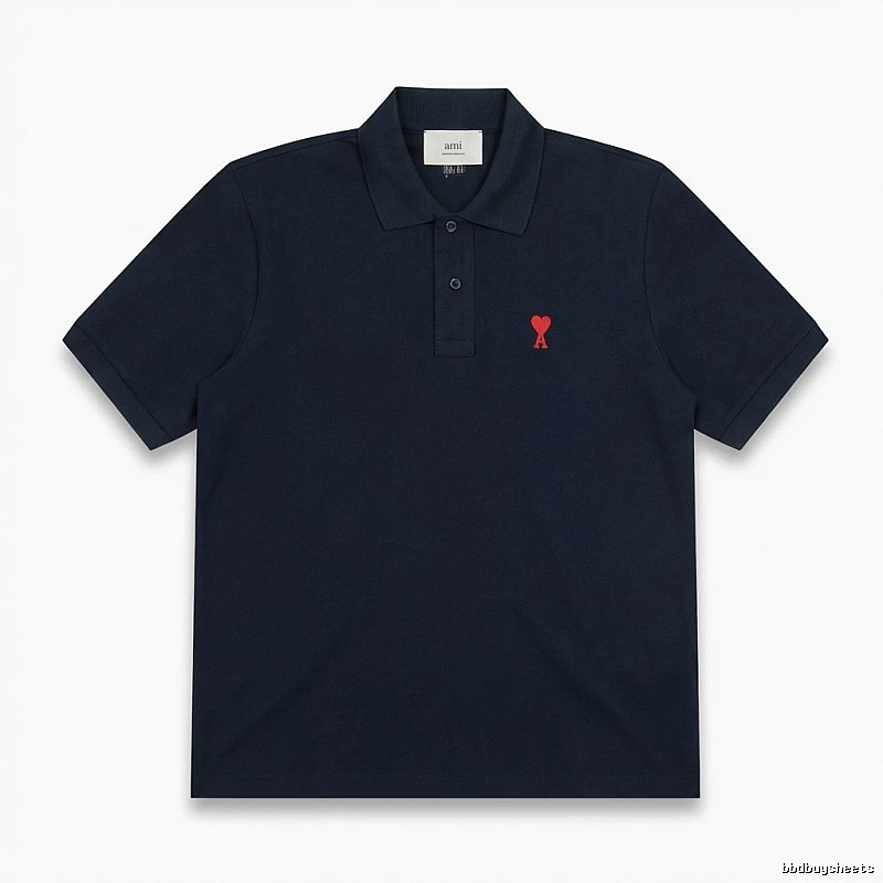 AMI Love Heart Logo Minimalist Style Polo Shirt