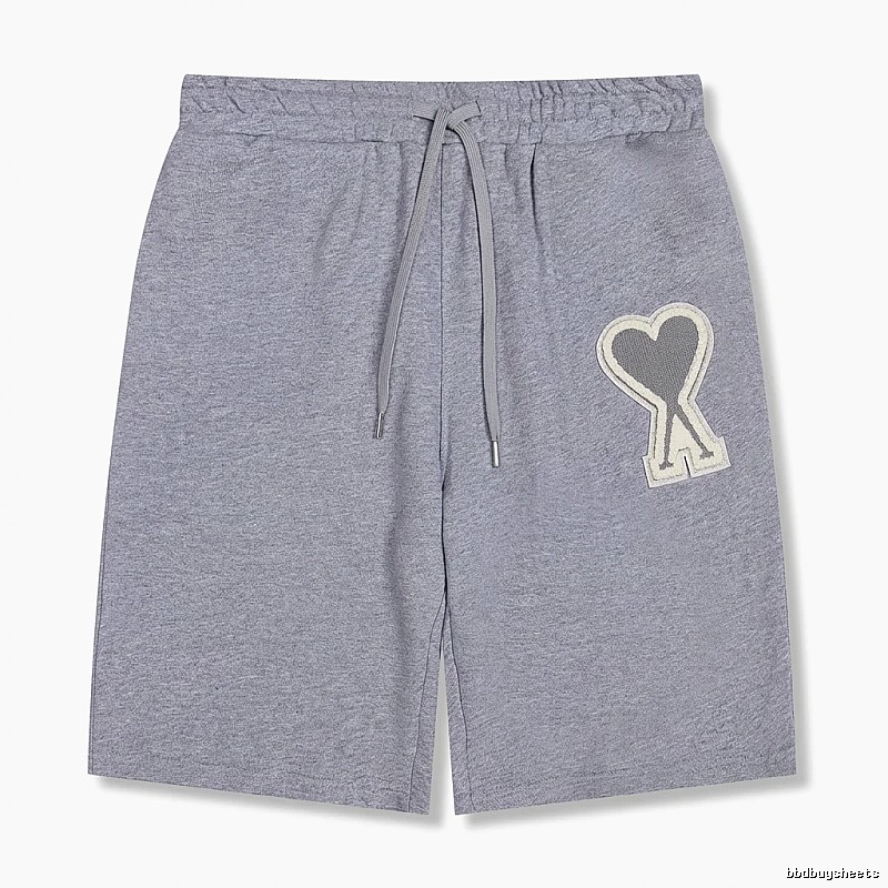 AMI Love Heart Pattern Light Gray Shorts