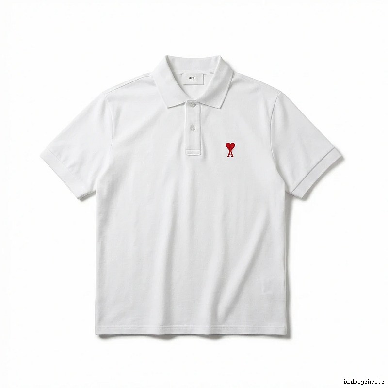 AMI Love Simple White Polo Shirt