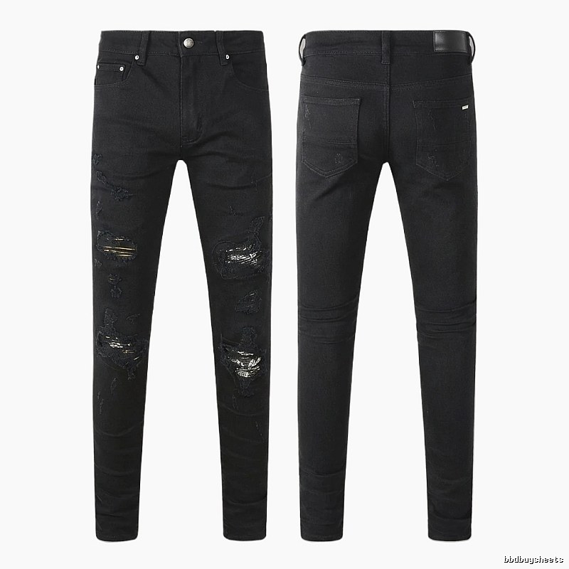 AMI Ripped Trendy Cool Black Jeans