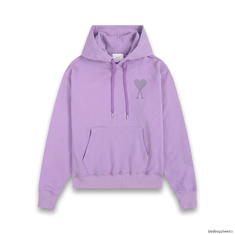 AMI series minimalist style purple hoodie