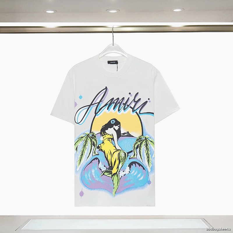 Amiri Logo Detail Graphic T-shirt White Blue Amiri with Functional Detail