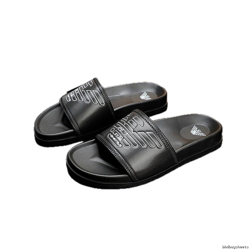Armani Eagle Logo Casual Style Men's Black Slides