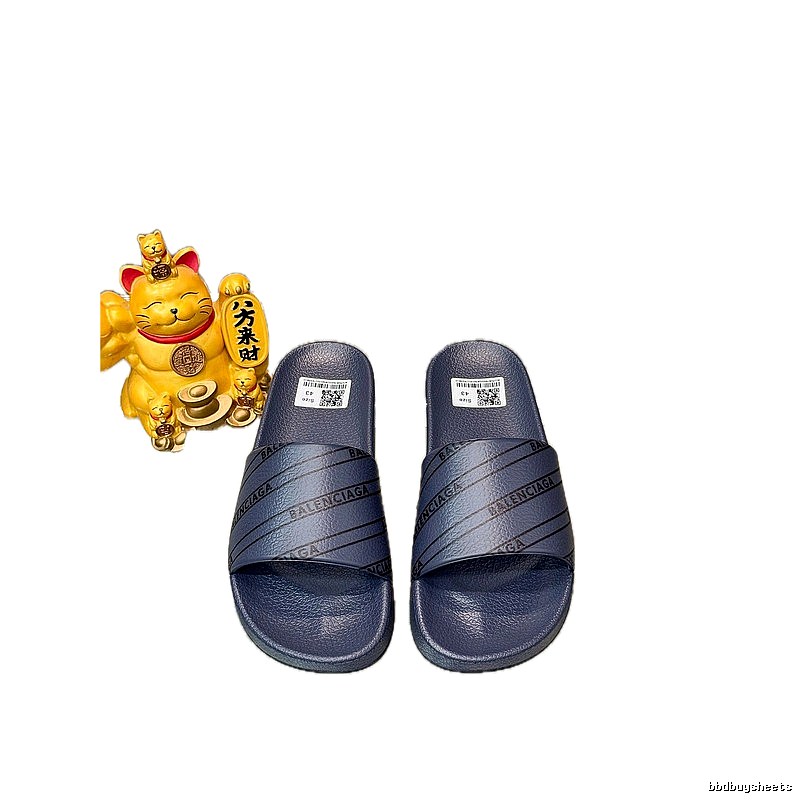 Balenciaga All-over Print Casual Style Navy Blue Slippers