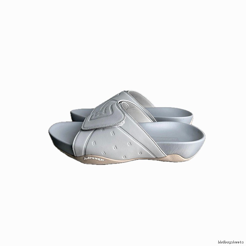 Balenciaga B Embossed Trendy Light Grey Slippers