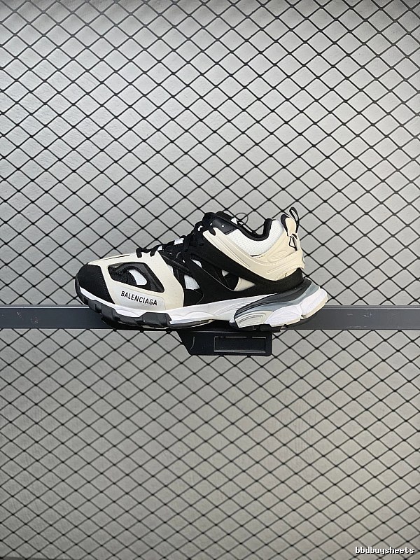 Balenciaga Chunky Runners with Layered Technical Panels in Black and Cream