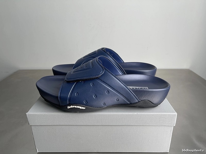 Balenciaga Classic Embossed Trendy Cool Style Navy Blue Slippers