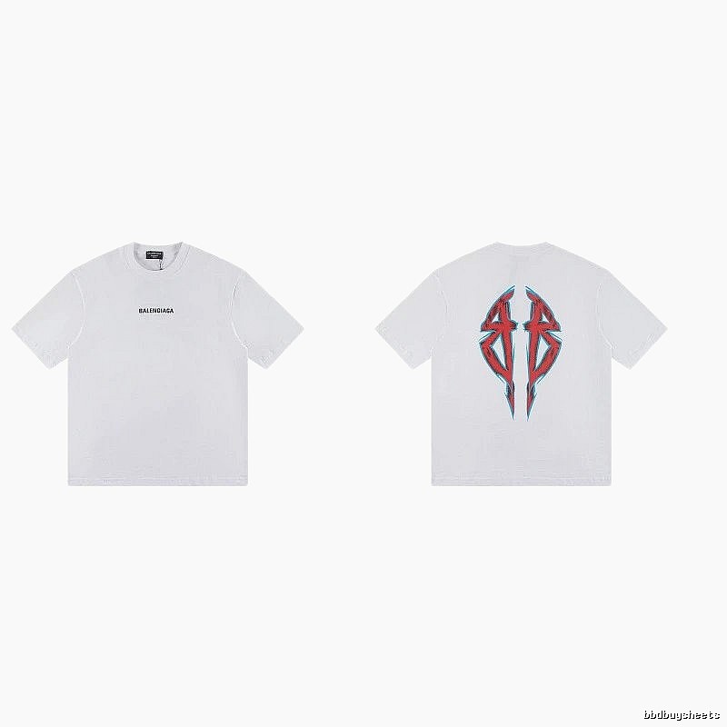 Balenciaga Double B Graffiti Street Style White T-Shirt