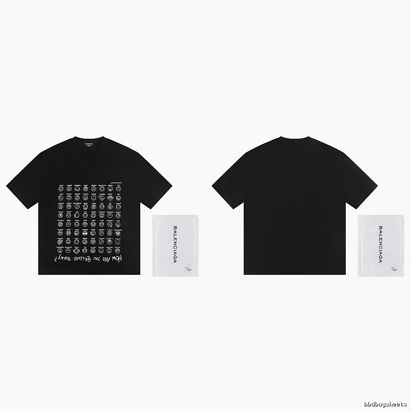 Balenciaga Emoji Printed Street Style Black T-Shirt