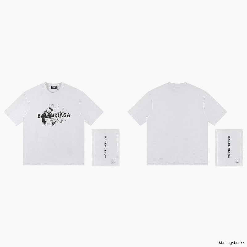 Balenciaga Graffiti Print Street Style White T-Shirt