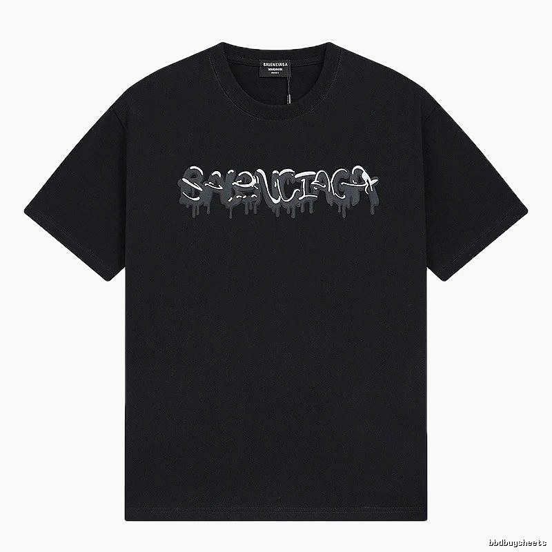 Balenciaga Graffiti Street Style Black Short Sleeve T-shirt