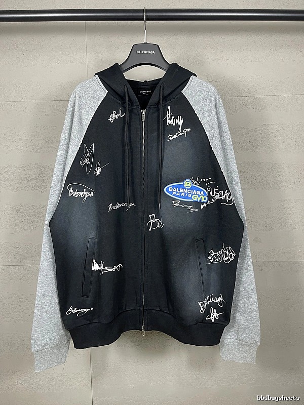 Balenciaga graffiti-style black and grey hoodie