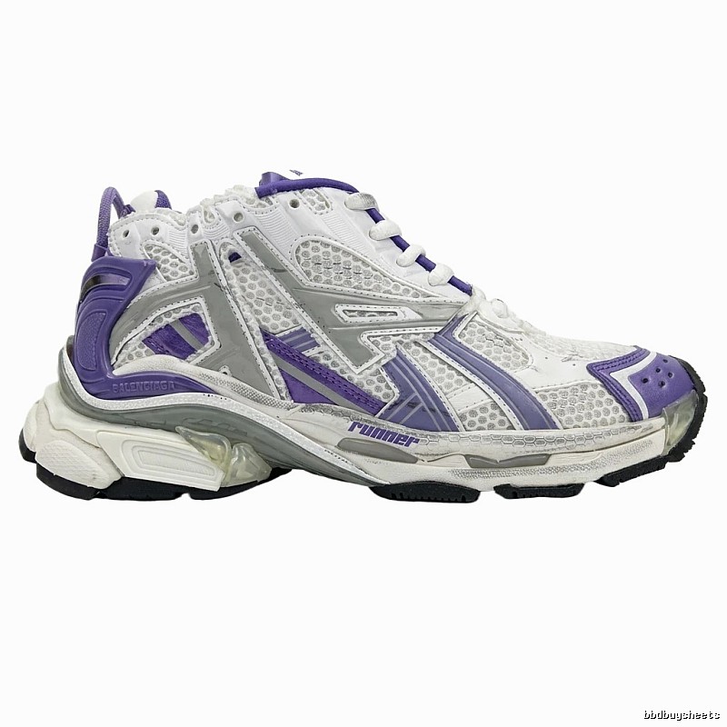Balenciaga retro-style white and purple sports shoes