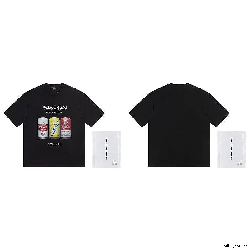 Balenciaga Street Style Black T-shirt with Coca-Cola Print